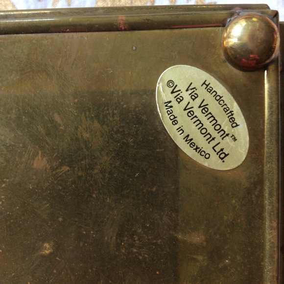 Vintage Via Vermont Guardian Angel Glass Brass Box - Picture 3 of 14